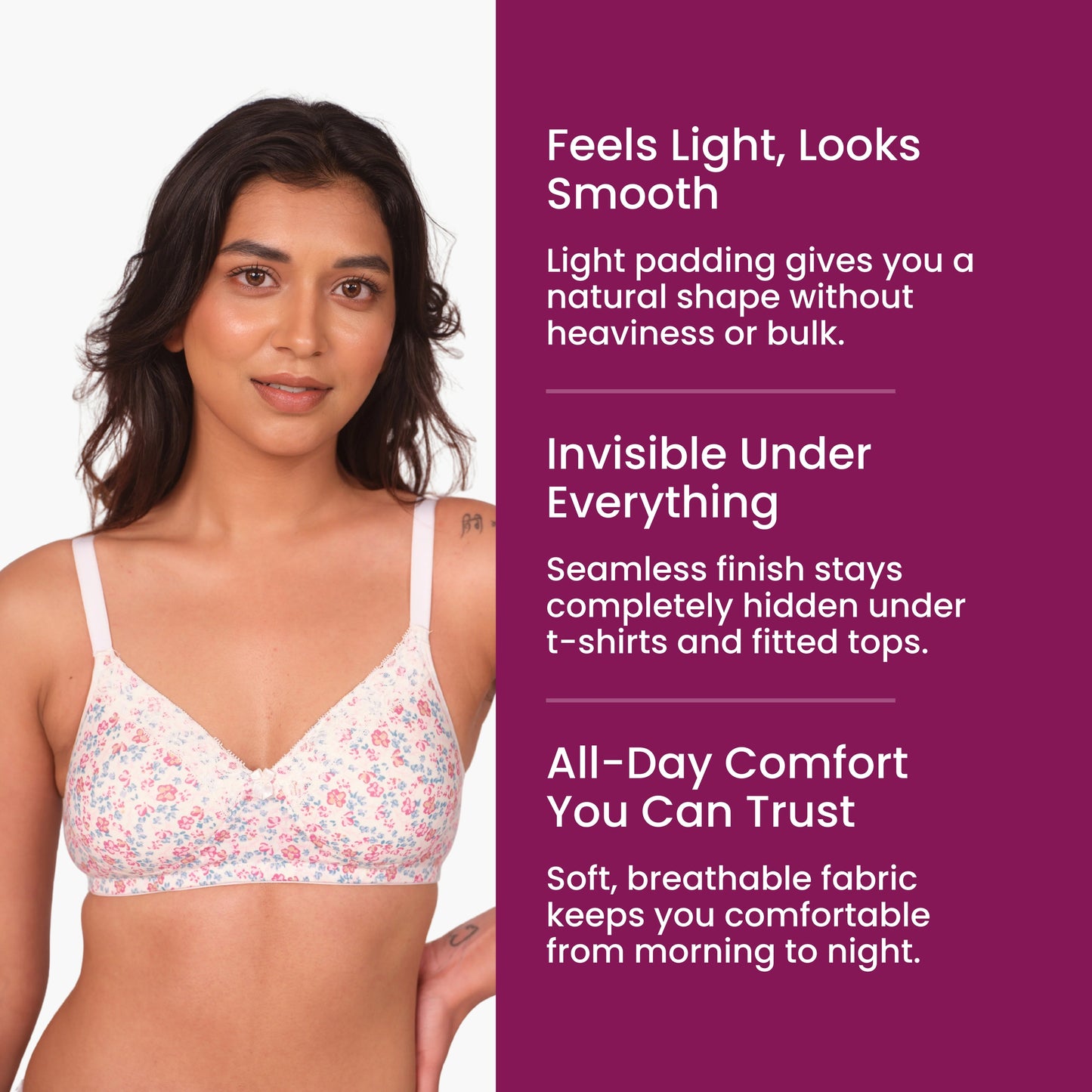 Munns & Mars Lingeries Set- T-shirt Bra & Seamless Bonded Hipster Panty