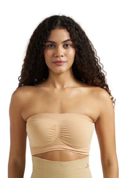 Munns & Mars Bundle of Seamless Non-Padded Tube Bra-Beige And Tummy Tucking Panty-Black