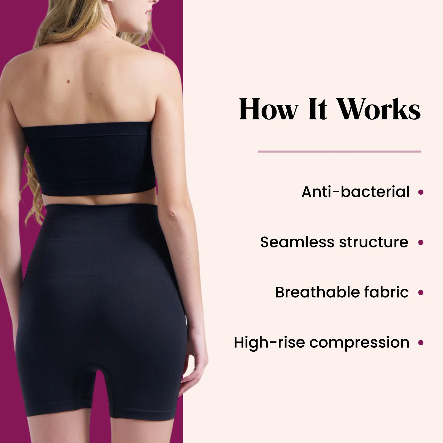 Munns & Mars Bundle of Seamless Non-Padded Tube Bra-Black And Tummy & Thigh Short-Black