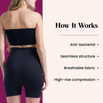 Munns & Mars Bundle of Seamless Non-Padded Tube Bra-Black And Tummy & Thigh Short-Black