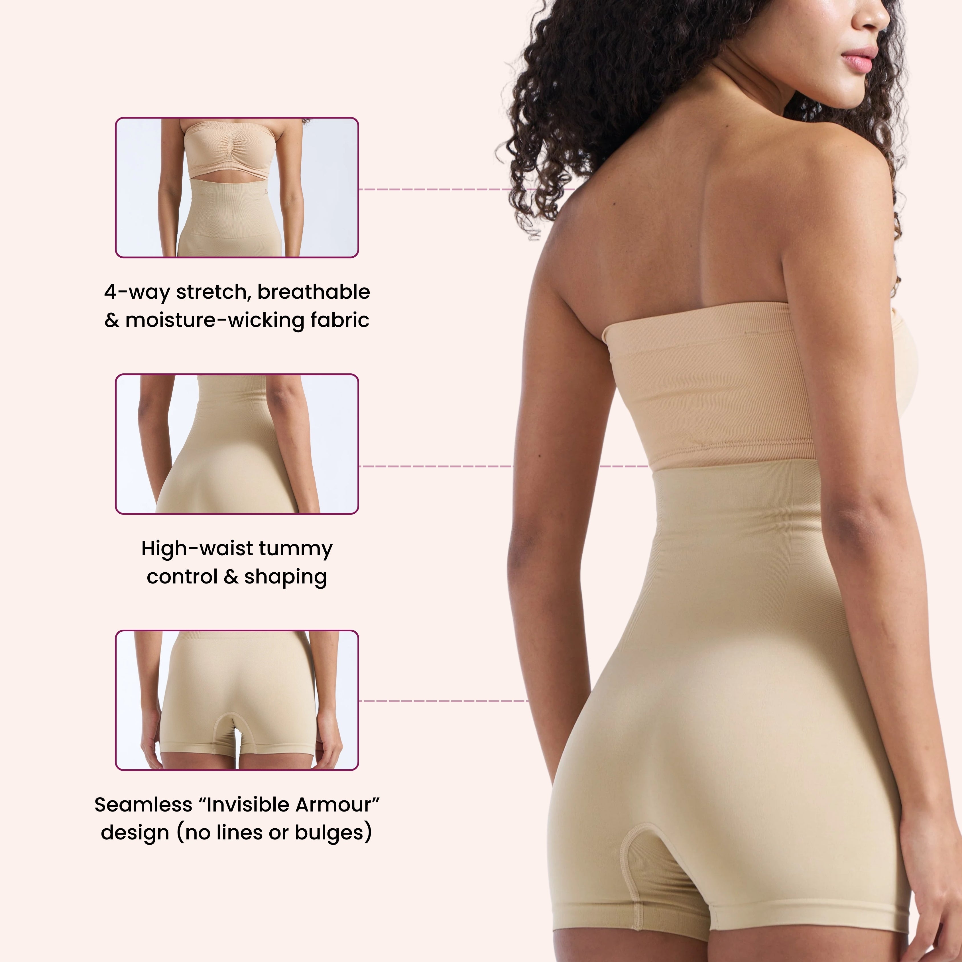 Munns & Mars Tummy and Thigh Shorts - Beige