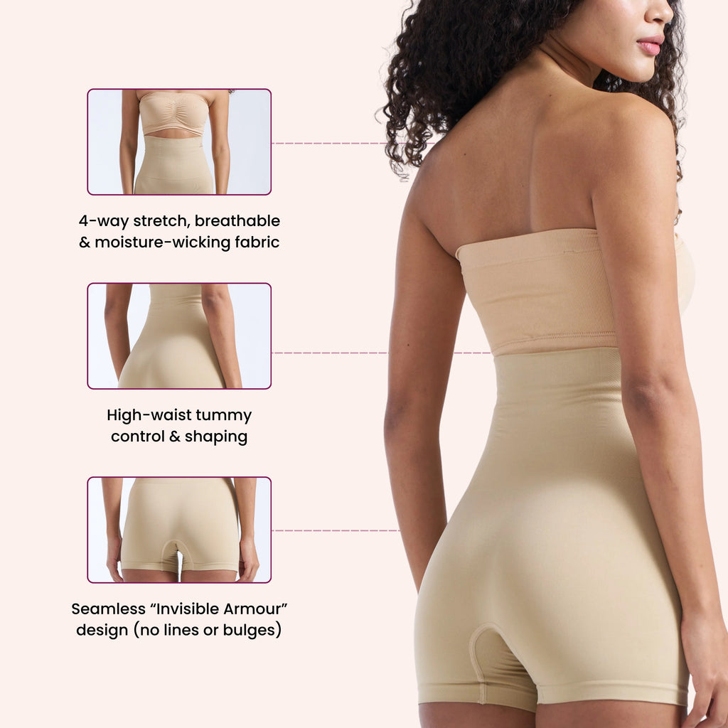 Munns & Mars Bundle of Seamless Non-Padded Tube Bra And Tummy & Thigh Shorts