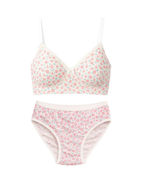 Munns & Mars Lingeries Set- T-shirt Bra & Mid Waist Hipster Panty with Outer Elastic