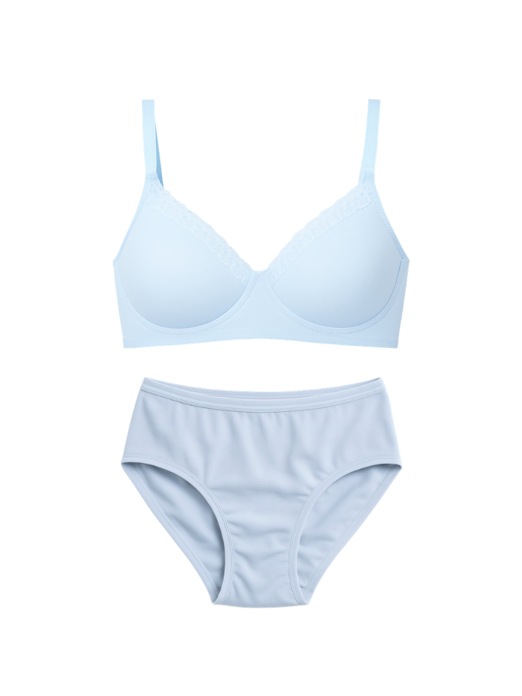 Munns & Mars Lingeries Set- T-shirt Bra & Mid Waist Hipster Panty with Outer Elastic