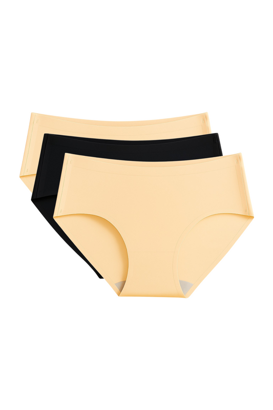 Seamless Bonded Hipster Panty - Beige, Beige & Black