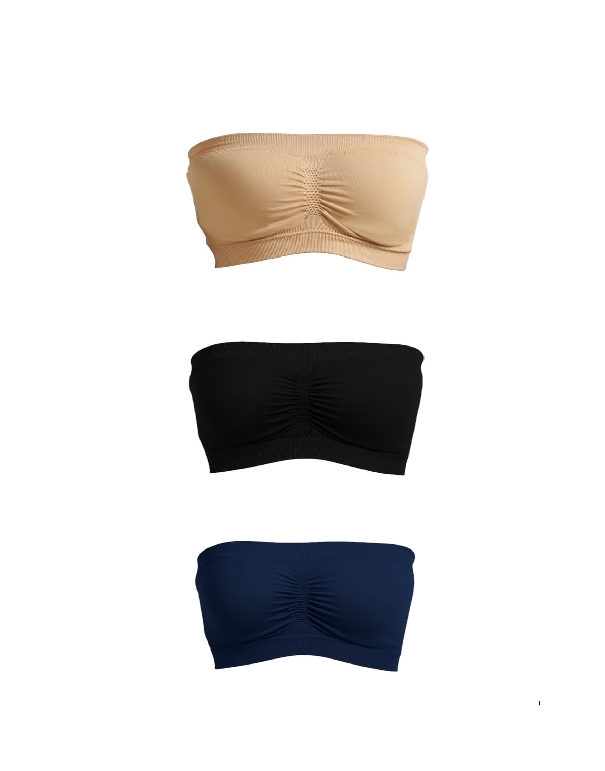 Munns & Mars Bundle of Seamless Tube Bra Combo Black-Blue-Beige