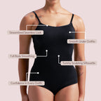 Black/Black seamless bodysuit shapewear - pack of 2, fabric and fit detail — Munns & Mars