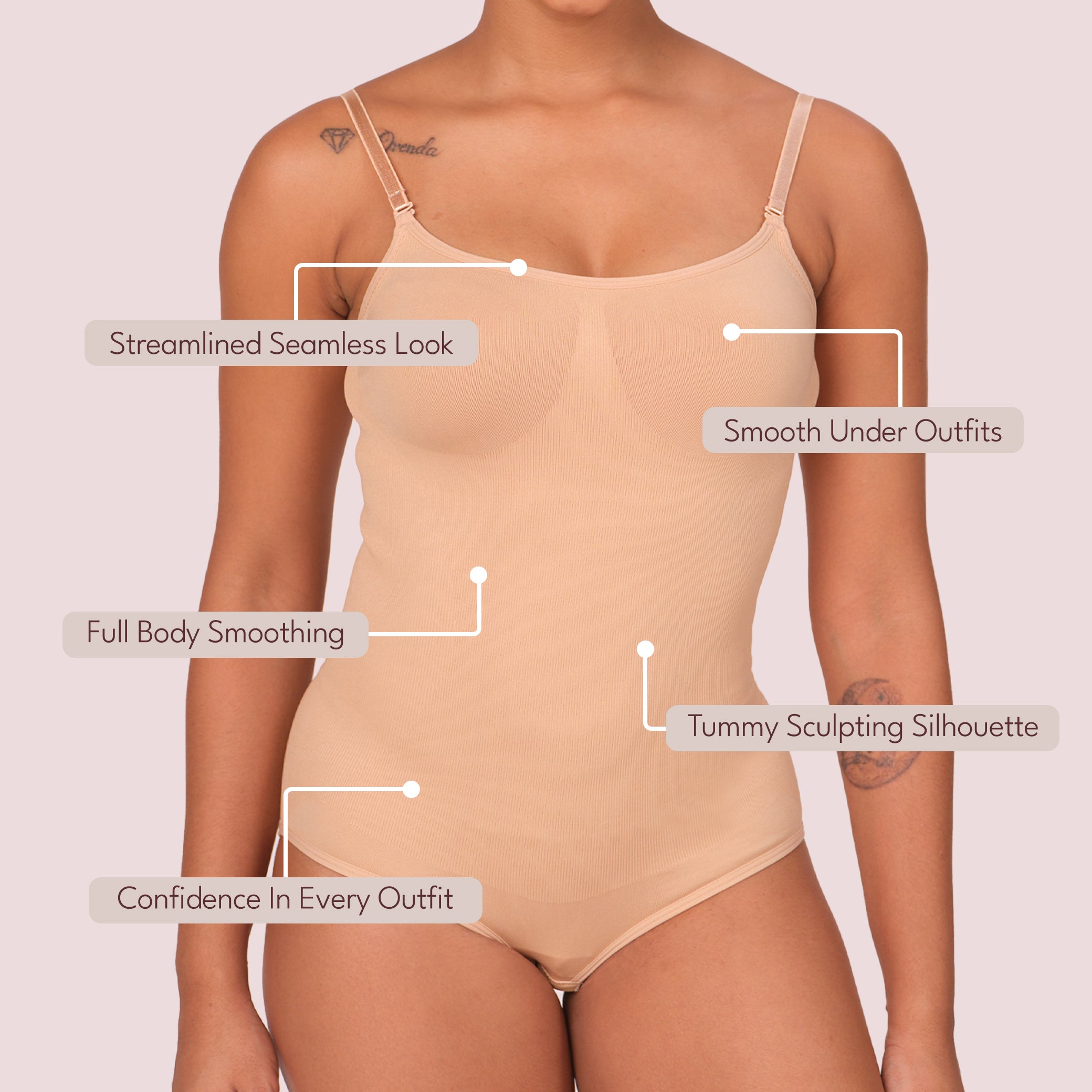 Munns & Mars Womens Seamless Bodysuit Shapewear