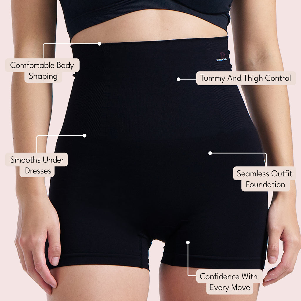Munns & Mars Womens Tummy & Thighs Short Shapewear - Pack of 2