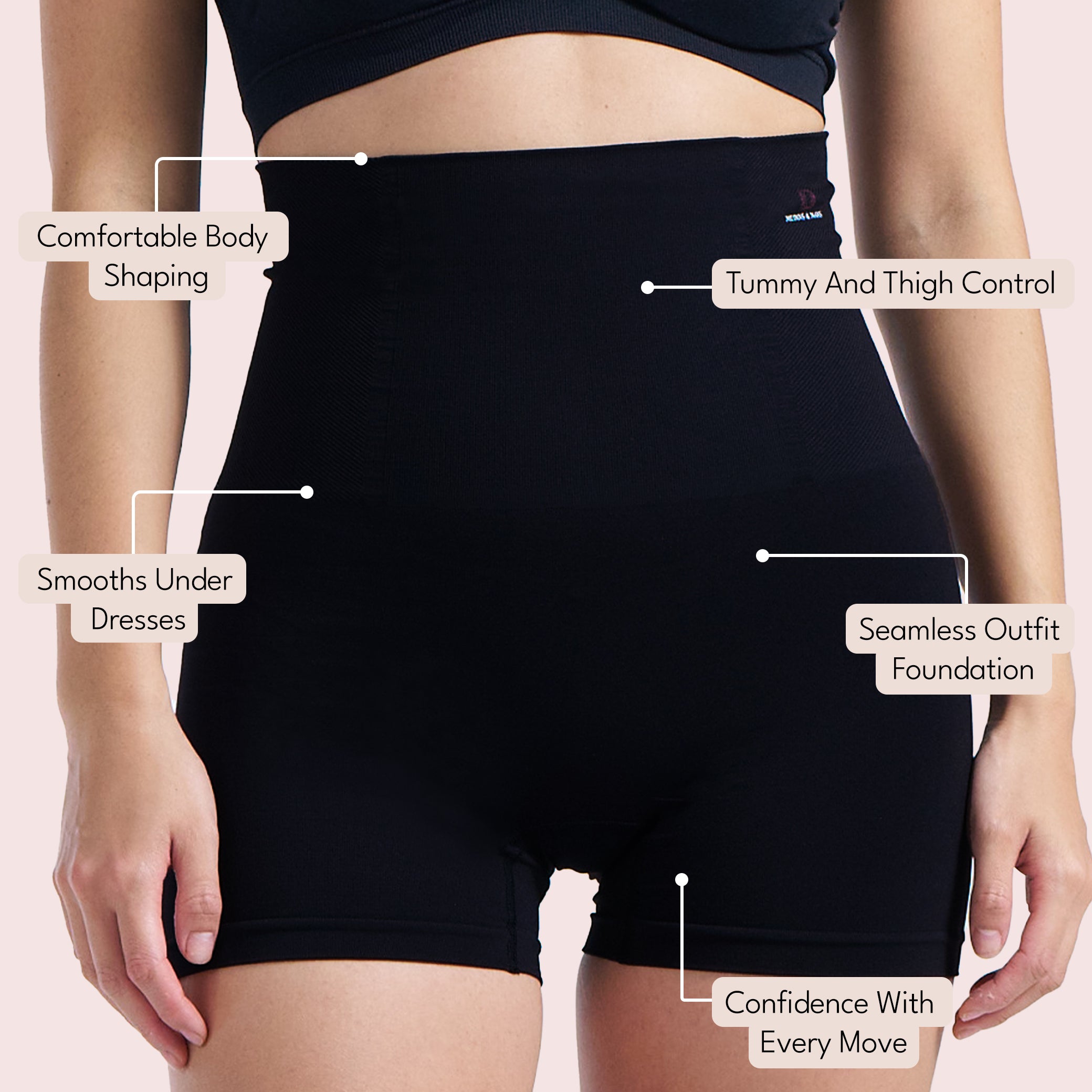 Munns & Mars Womens Tummy & Thighs Short Shapewear - Pack of 2