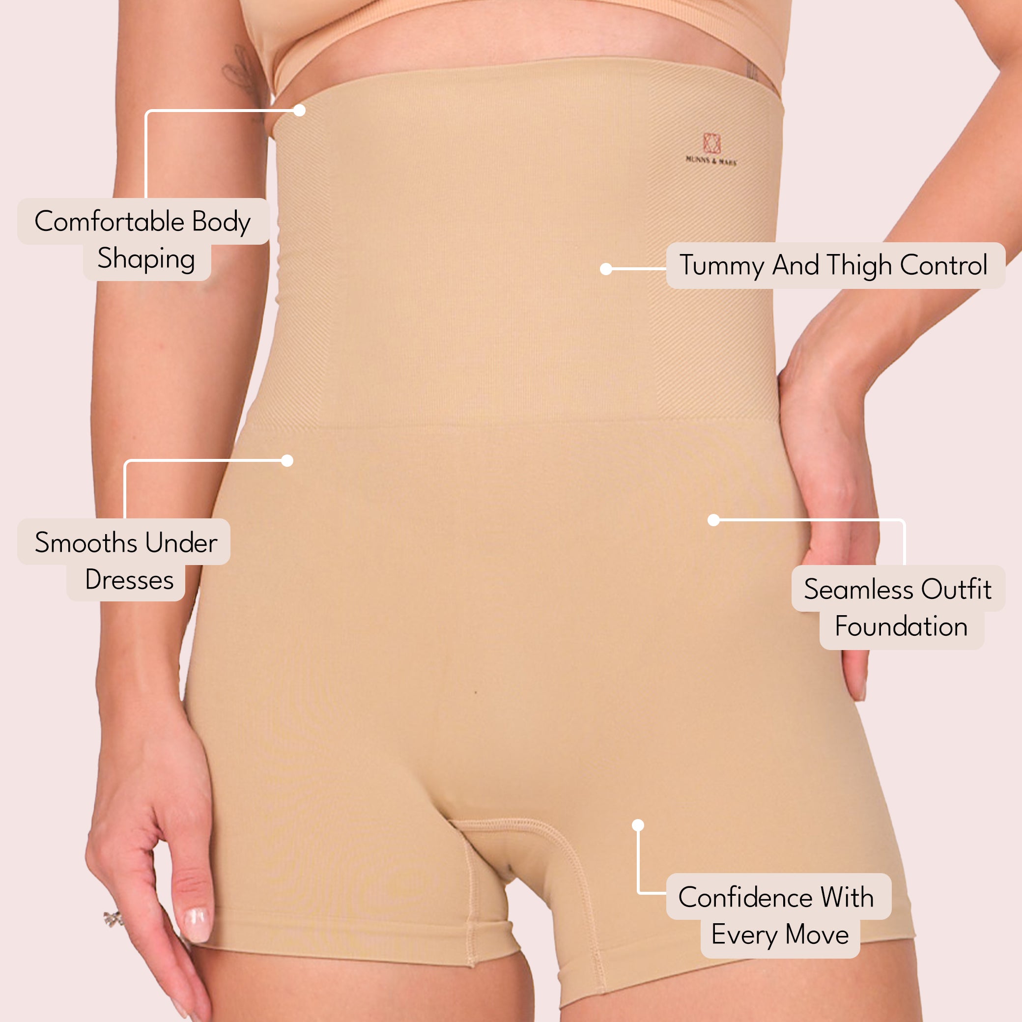 Munns & Mars Womens Tummy & Thighs Short Shapewear