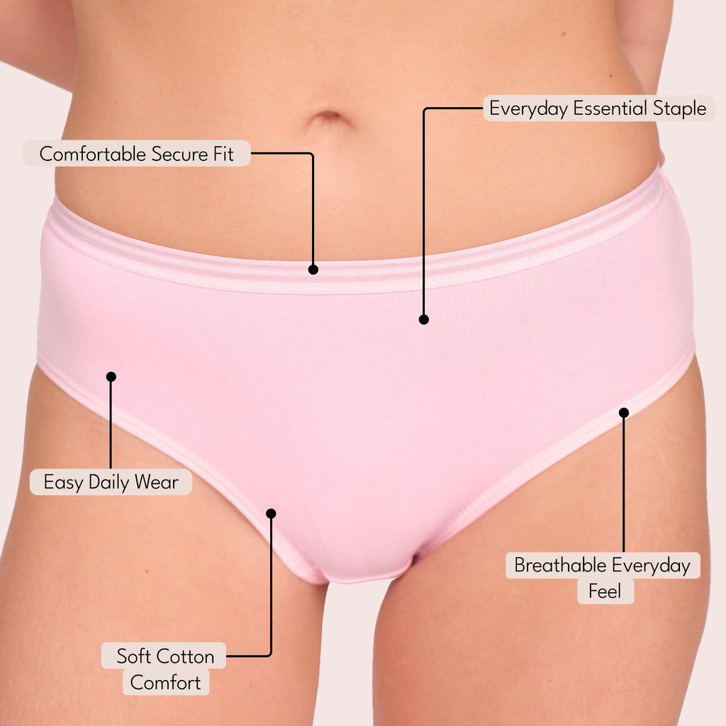 Munns & Mars Womens Cotton Mid Waist Hipster Panty Pack Of 5