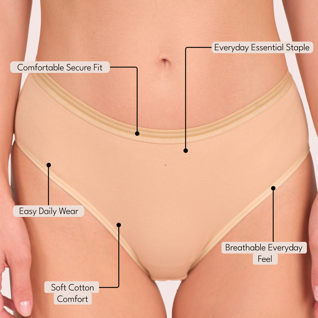 Munns & Mars Womens Cotton Mid Waist Hipster Panty Pack Of 5