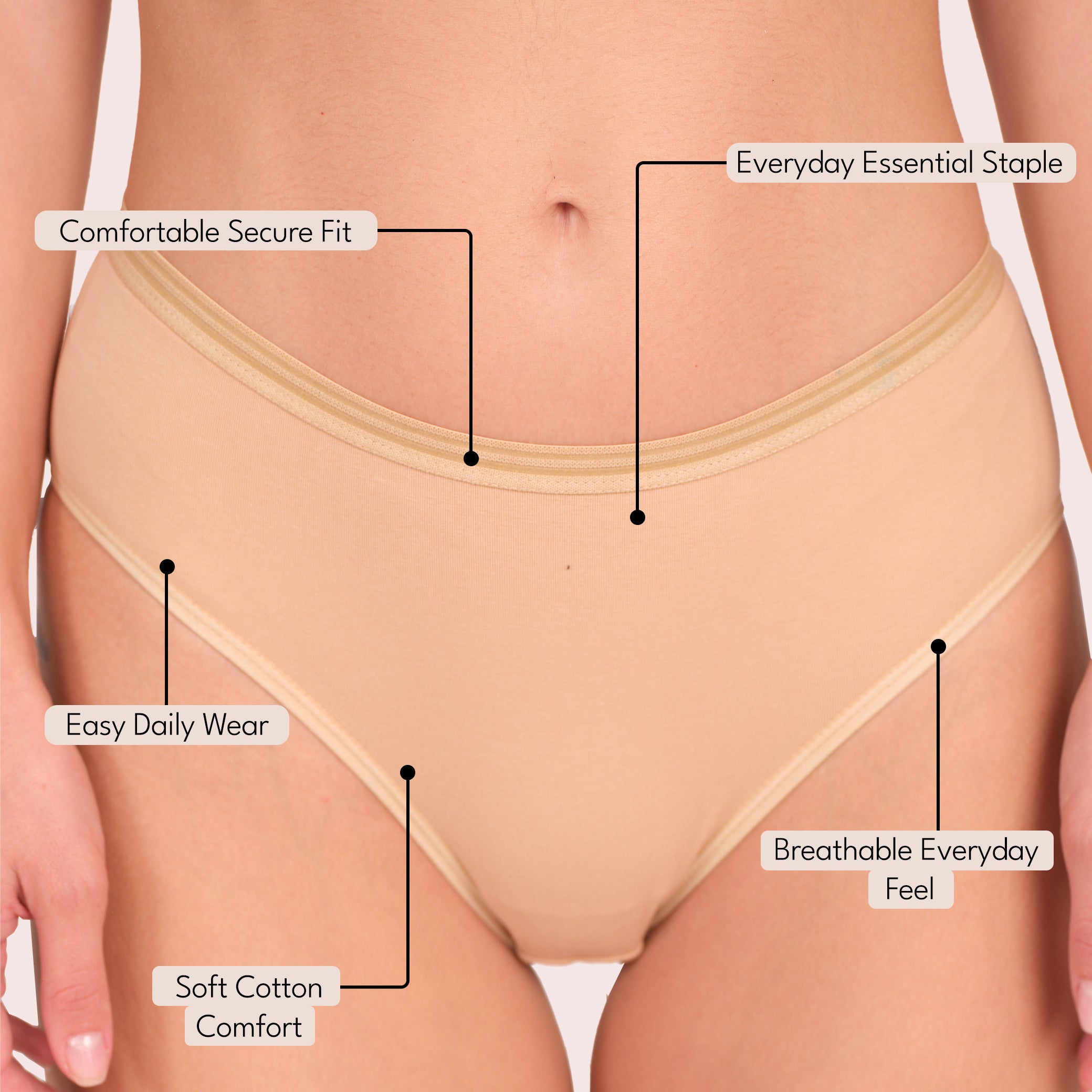 Munns & Mars Womens Cotton Mid Waist Hipster Panty Pack Of 5