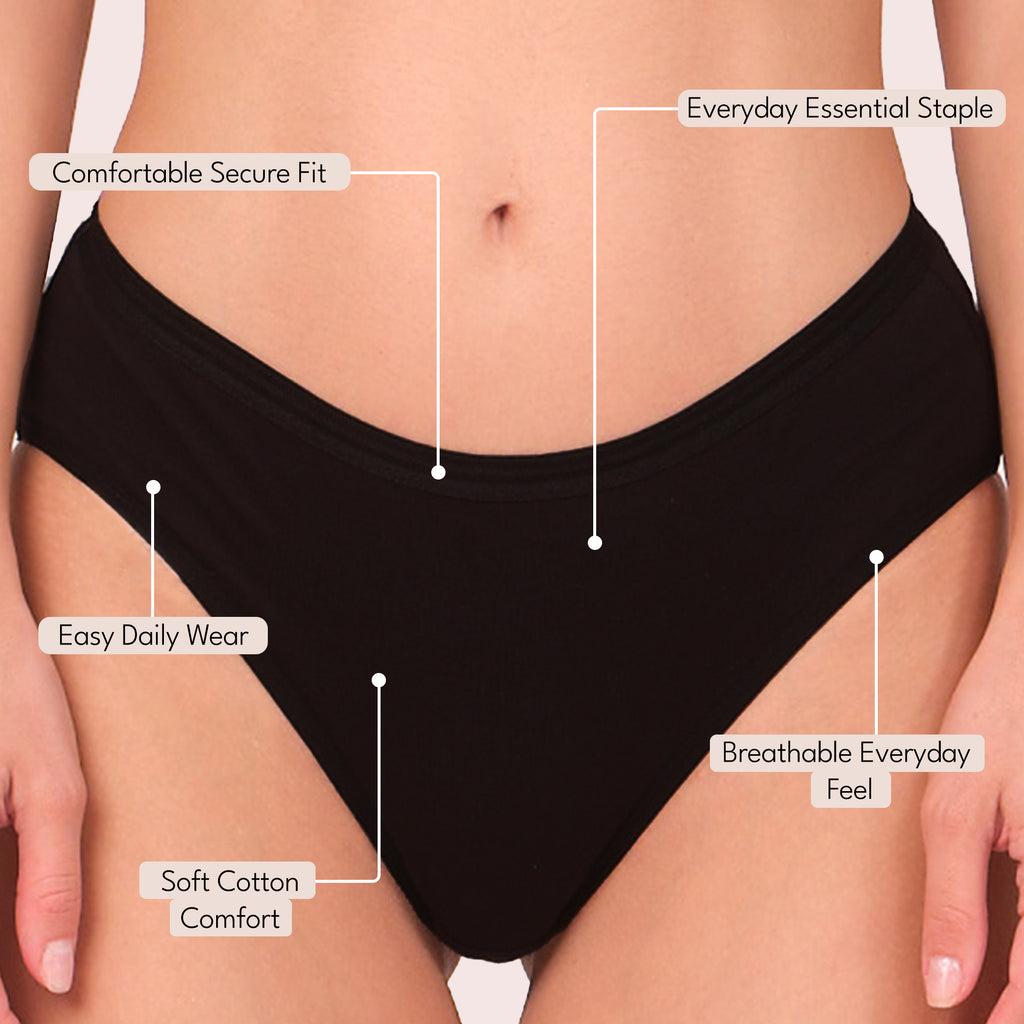 Munns & Mars Womens Cotton Mid Waist Hipster Panty Pack Of 5