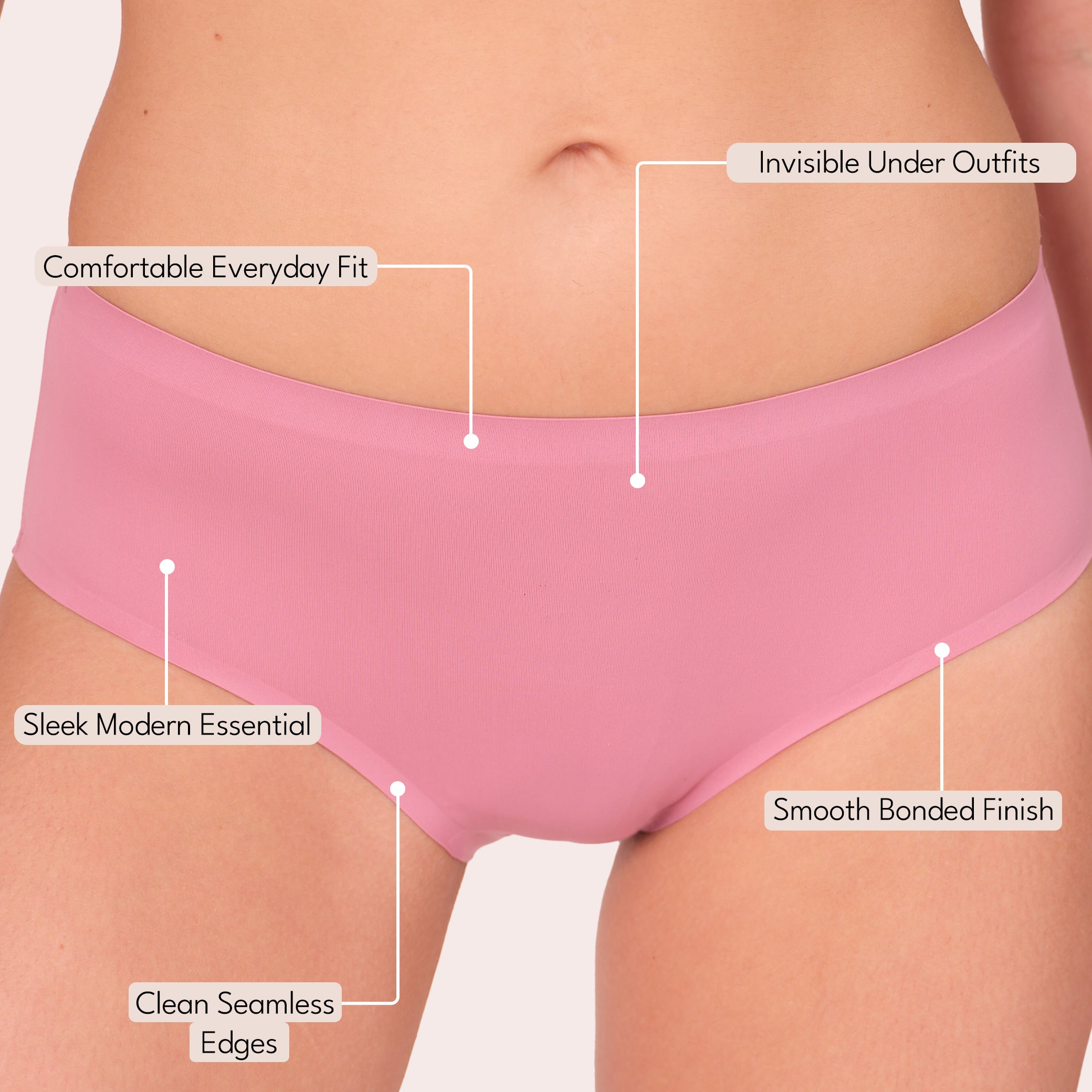 Munns & Mars Womens Seamless Bonded Hipster Panty - Pack of 5