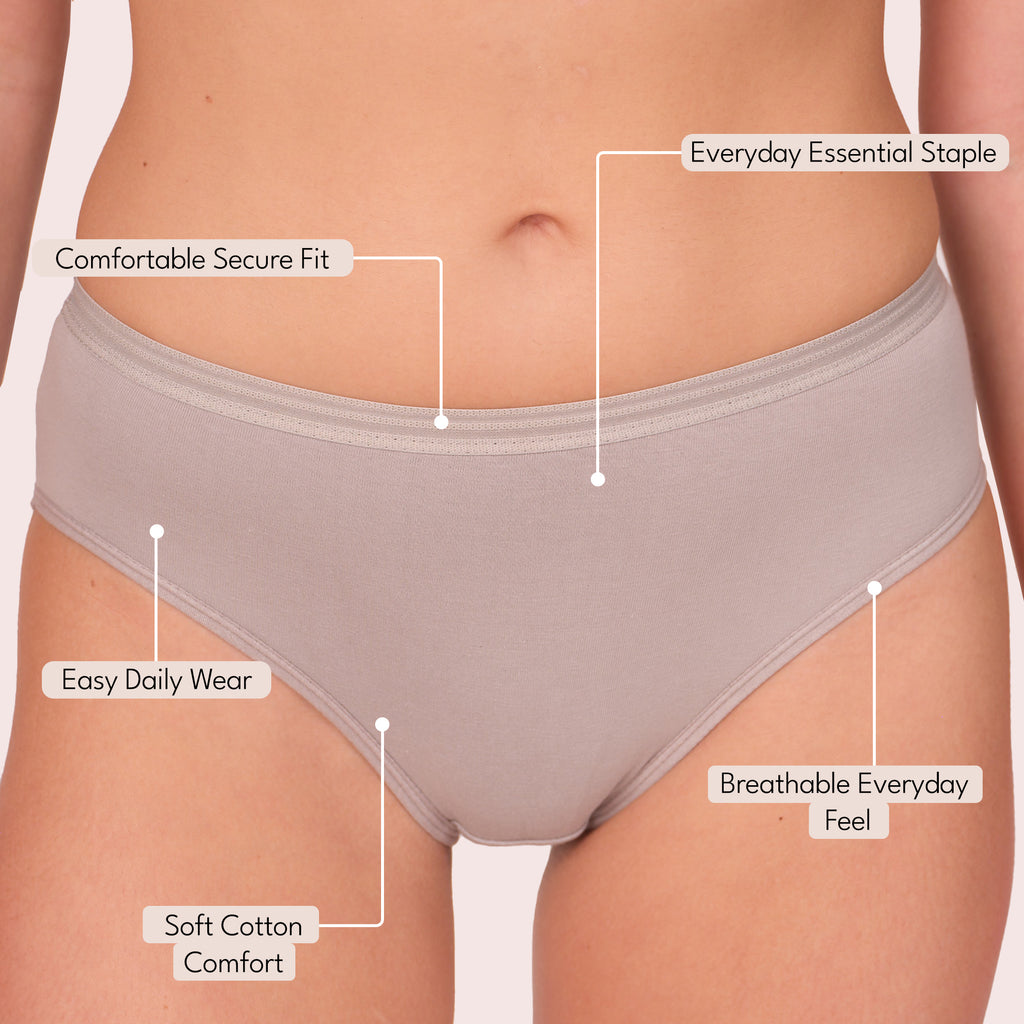 Munns & Mars Womens Cotton Mid Waist Hipster Panty Pack Of 5