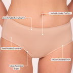 Black, Beige, Grey,  Lily Magnolia, Nutella seamless bonded hipster panty - pack of 5, fabric and fit detail — Munns & Mars