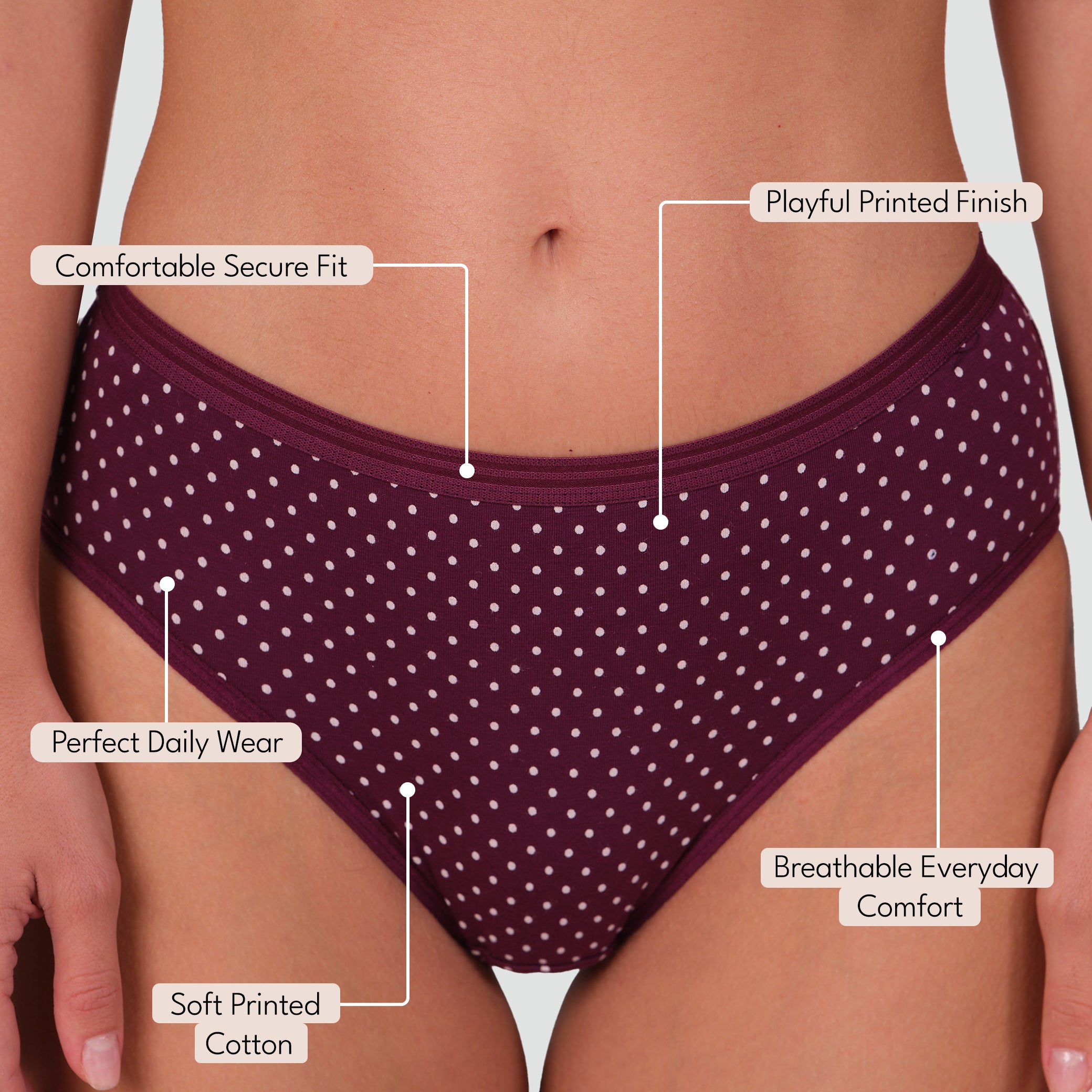 Munns & Mars Womens Cotton Printed Mid Waist Hipster Panty Pack of 3