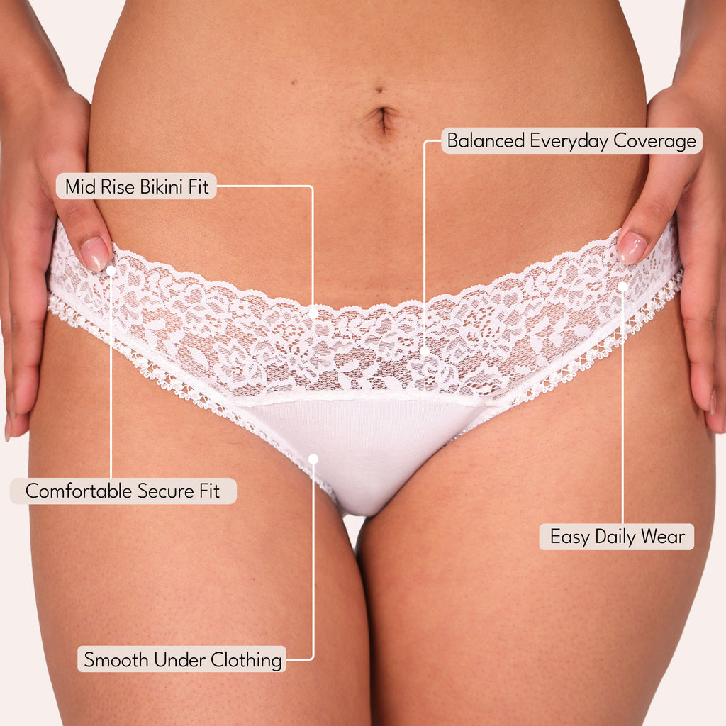 Mid Waist Bikini Panty with Lace (Pack of 5)