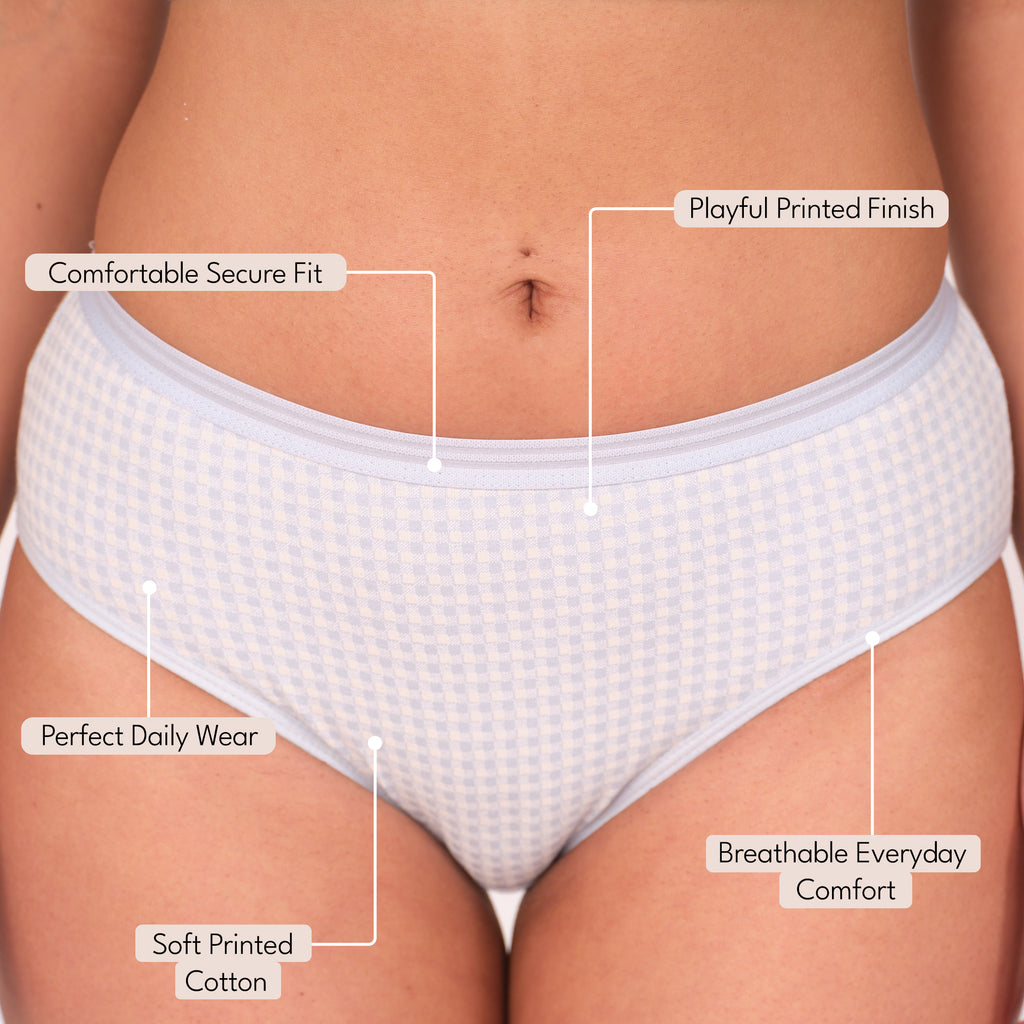 Munns & Mars Womens Cotton Printed Mid Waist Hipster Panty