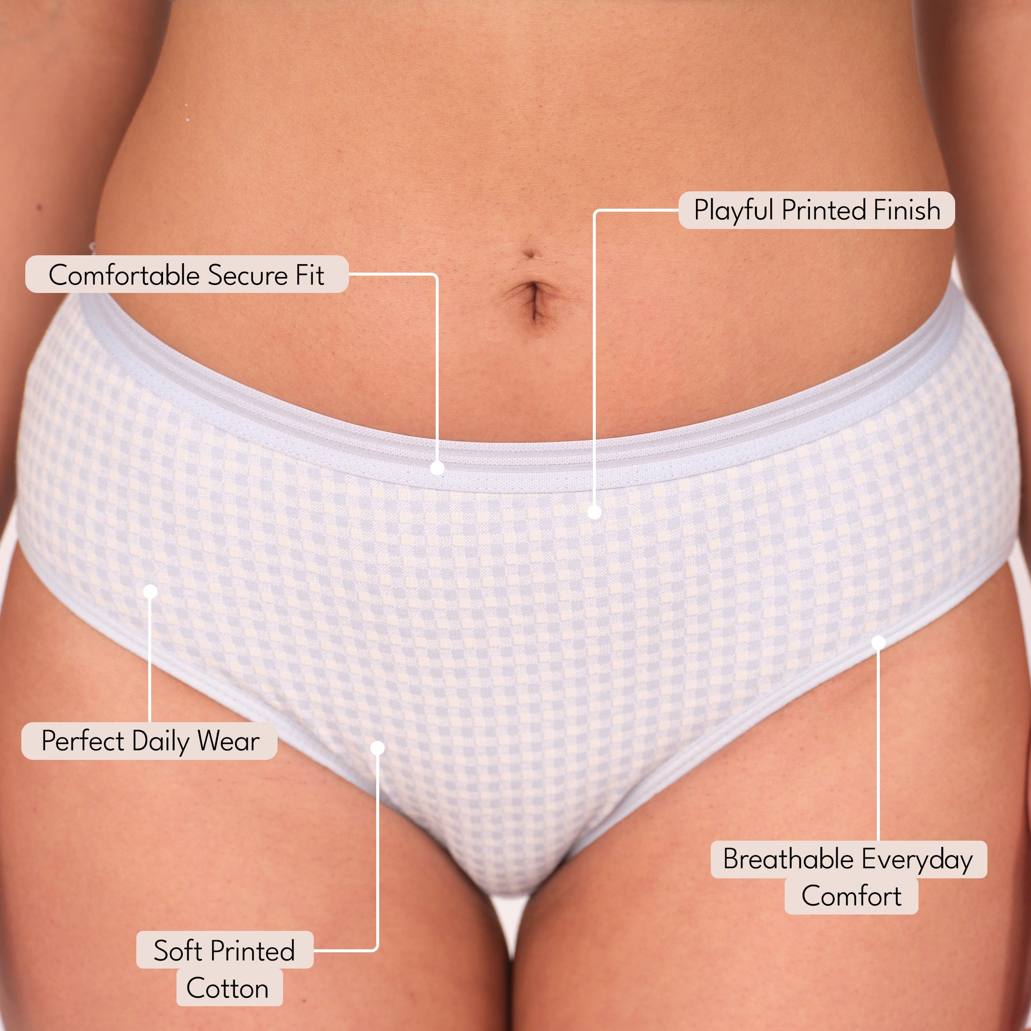 Munns & Mars Womens Cotton Printed Mid Waist Hipster Panty
