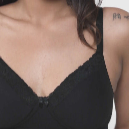 Munns & Mars Womens Cotton Lightly Padded Lace T-Shirt Bra