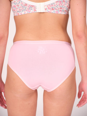 Mid Waist Hipster Panty With Outer Elastic- Baby Pink