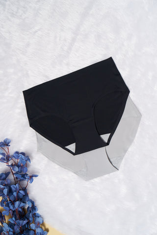 Seamless Bonded Hipster Panty - Black & Grey