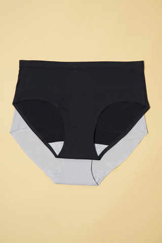 Seamless Bonded Hipster Panty - Black & Grey