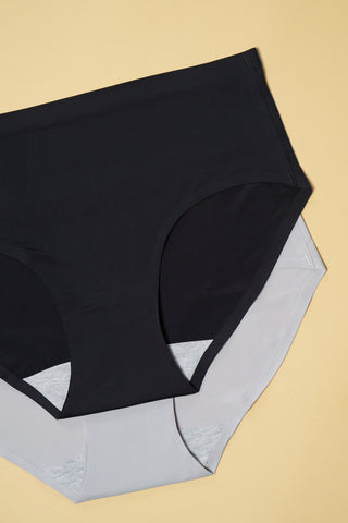 Seamless Bonded Hipster Panty - Black & Grey