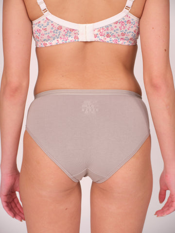 Mid Waist Hipster Panty With Outer Elastic- Grey