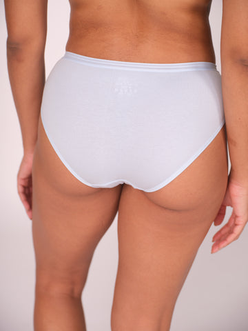 Mid Waist Hipster Panty With Outer Elastic- Sky Blue