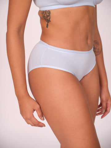 Mid Waist Hipster Panty With Outer Elastic- Sky Blue