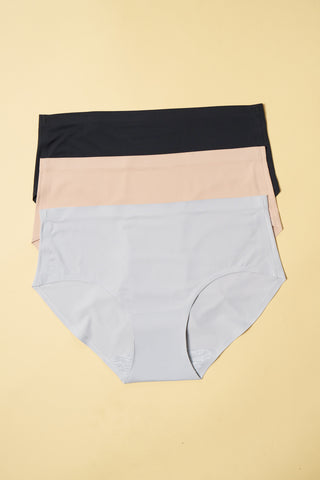 Seamless Bonded Hipster Panty - Grey, Beige & Black