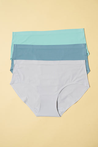 Seamless Bonded Hipster Panty - Grey, Lily Mongolia & Turquoise