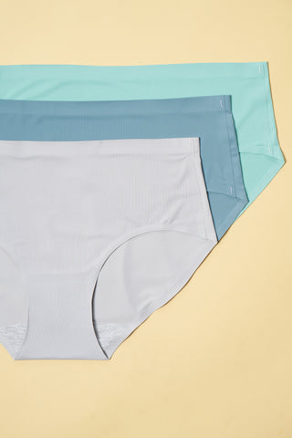 Seamless Bonded Hipster Panty - Grey, Lily Mongolia & Turquoise