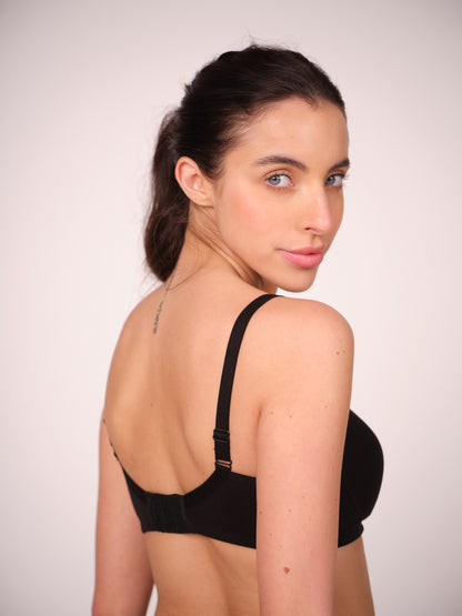 Lightly Padded Cotton T-Shirt Bra With Lace