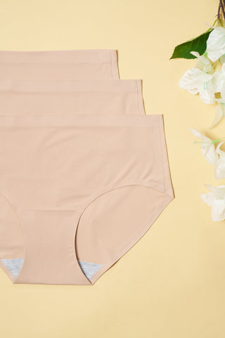 Seamless Bonded Hipster Panty - Beige, Beige & Beige