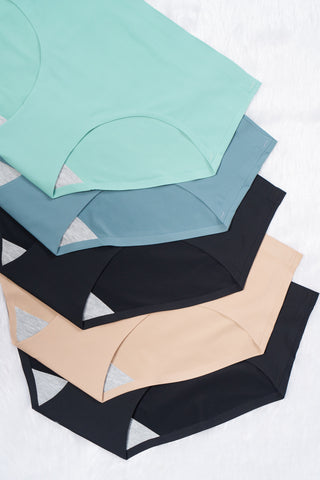 Seamless Bonded Hipster Panty - Turquoise, Lily, Black, Beige & Black