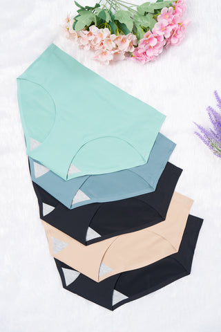 Seamless Bonded Hipster Panty - Turquoise, Lily, Black, Beige & Black