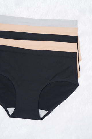 Seamless Bonded Hipster Panty - Black, Black, Beige, Beige & Grey
