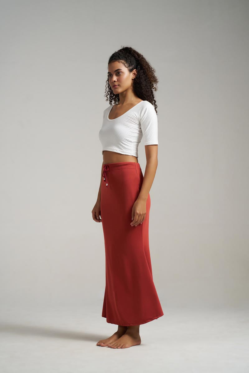 Munns & Mars Saree Shapewear Polyester Fish Cut - BrickRed