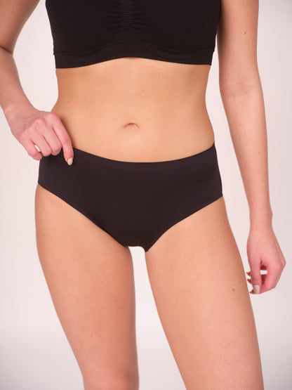 Seamless Bonded Hipster Panty - Black & Black