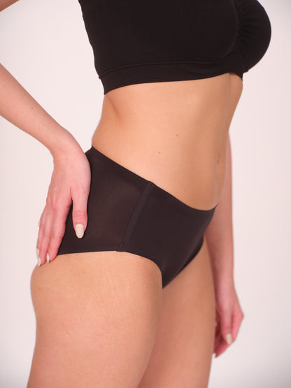 Seamless Bonded Hipster Panty - Black & Black