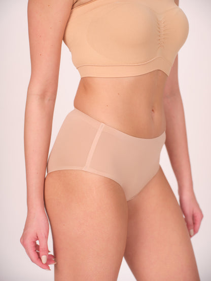 Seamless Bonded Hipster Panty - Beige, Beige & Black