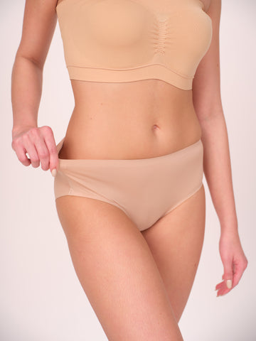 Seamless Bonded Hipster Panty - Beige, Beige & Beige