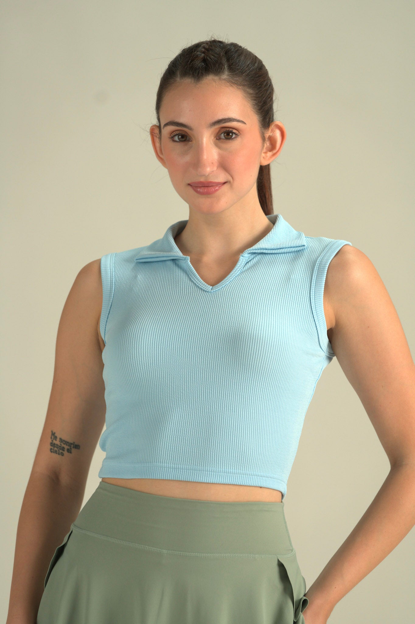 Munns & Mars Womens Casual Wear Ribbed Polo Tank Top