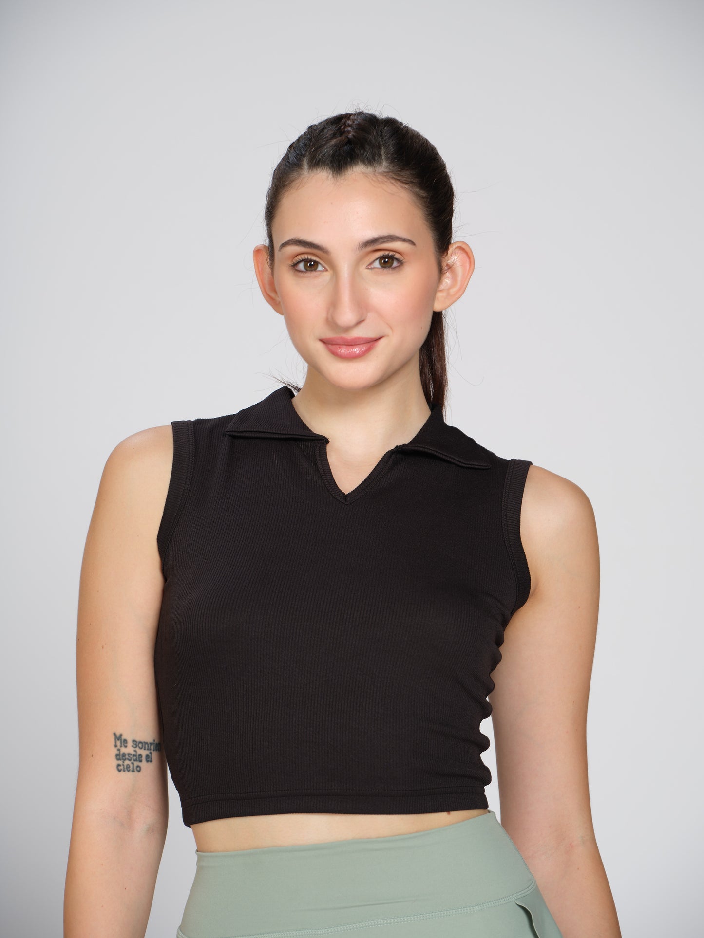 Munns & Mars Womens Casual Wear Ribbed Polo Tank Top