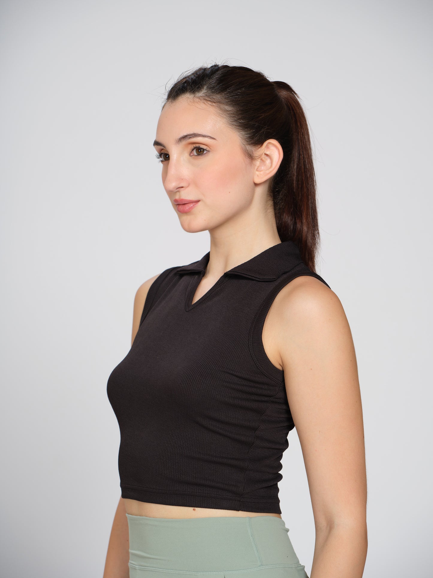 Munns & Mars Womens Casual Wear Ribbed Polo Tank Top